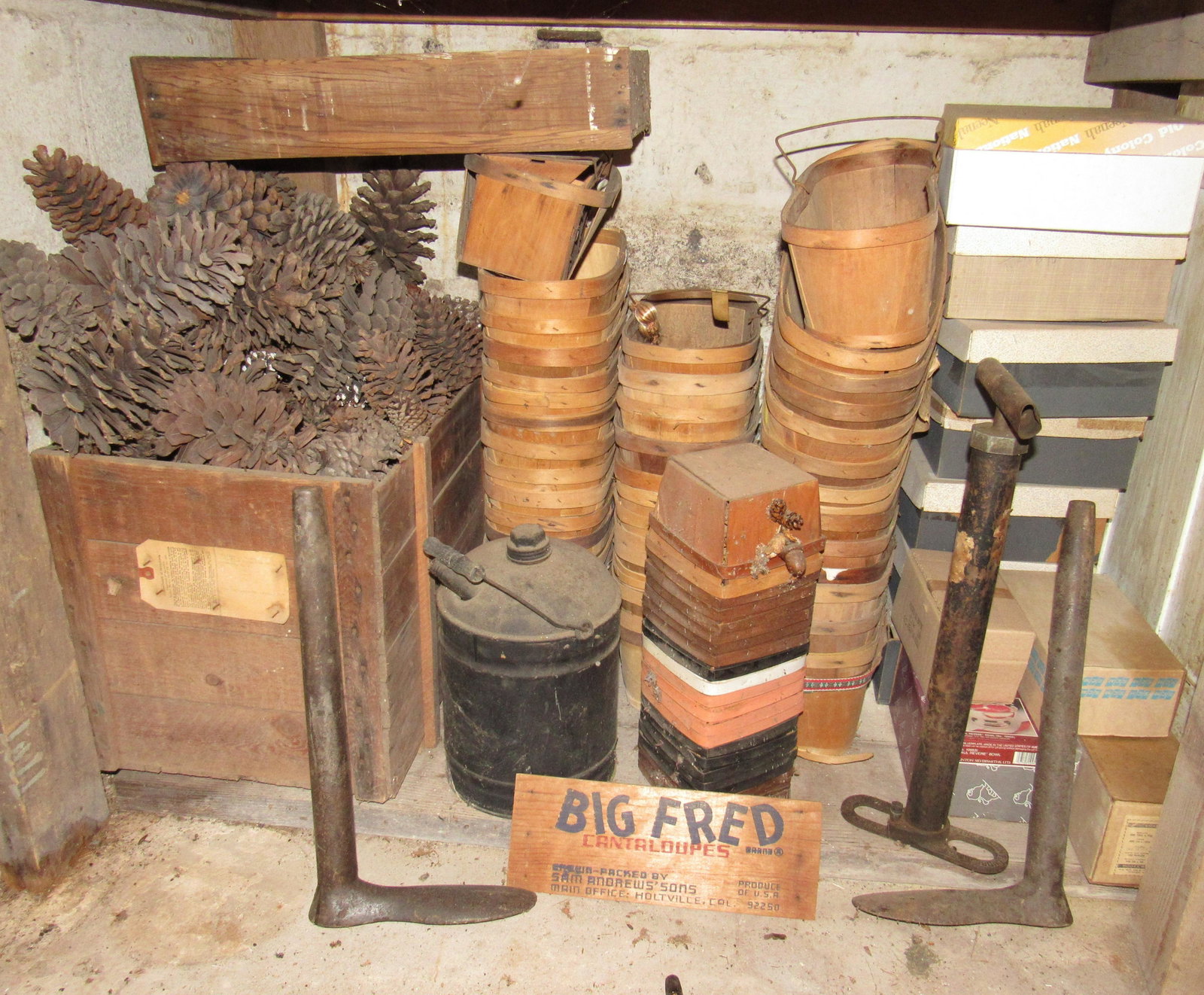 Fruit Baskets Cobblers Anvils Wood Crate Kerosene Can: Getting all pictured