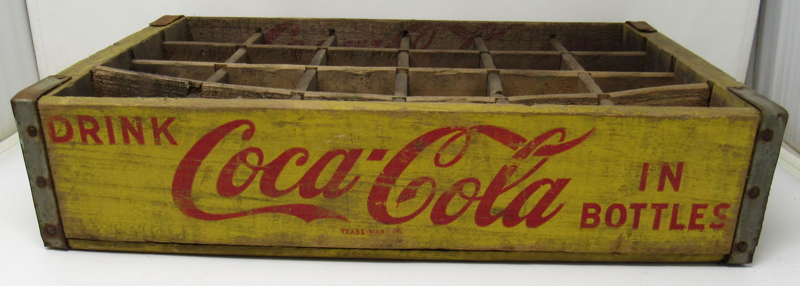 Yellow Wooden Coca Cola Crate: Coke crate is apprx 12" x 18 1/4" x 4 1/4" tall