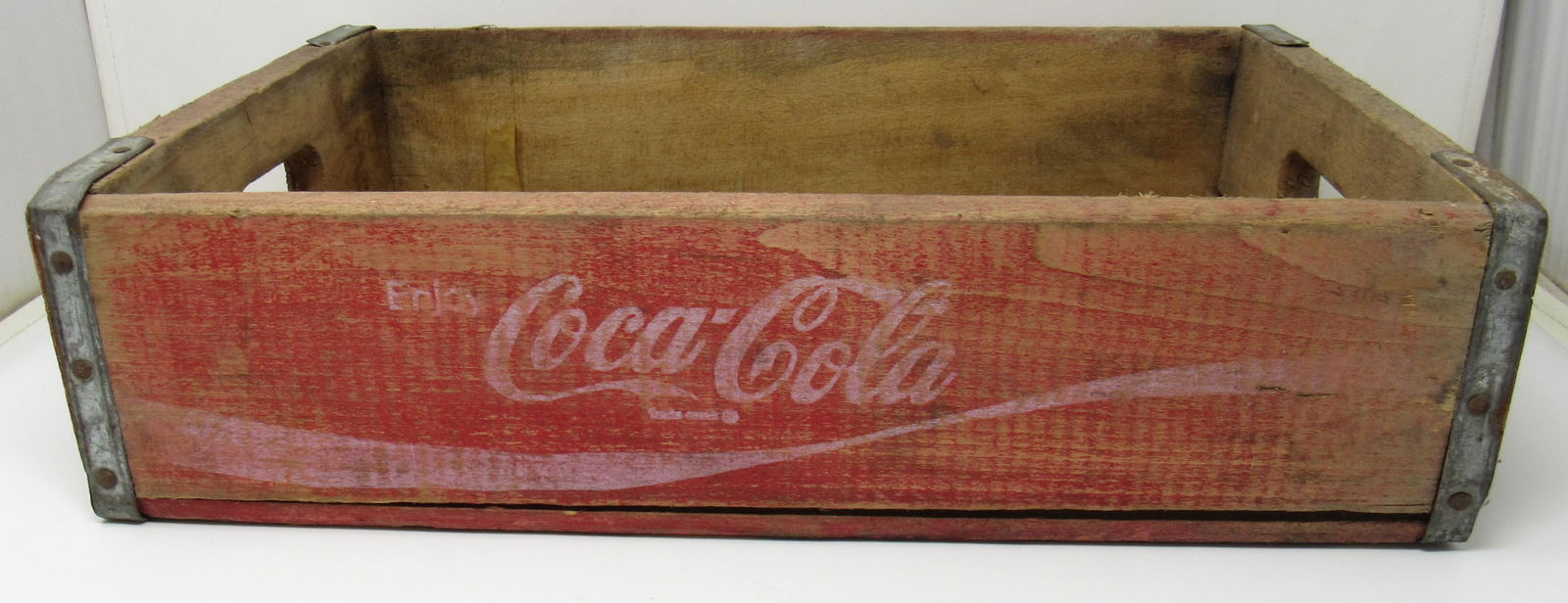 Red Wooden Coke Crate: Approx 12" x 18 1/2" x 4 1/4" tall