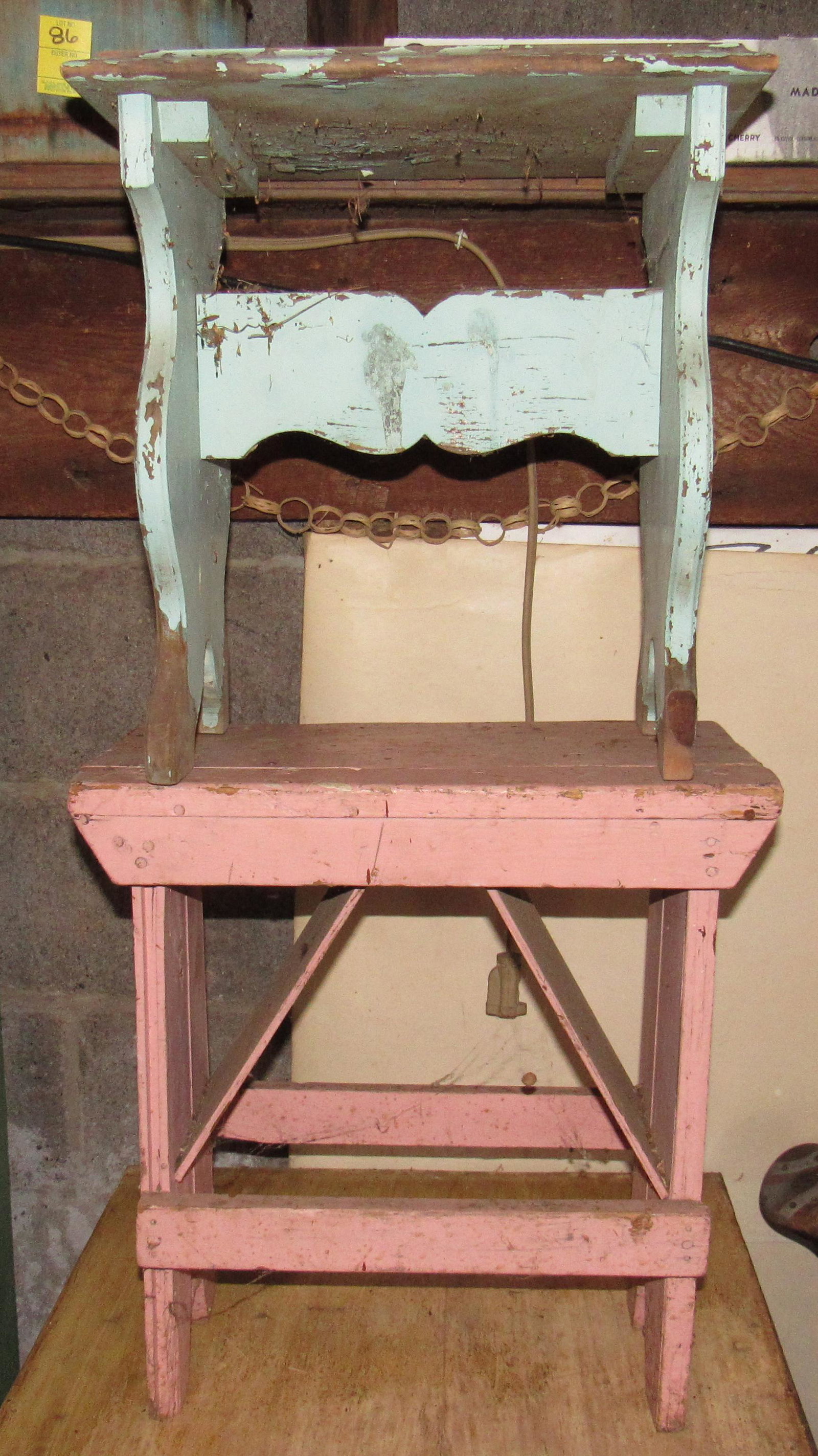 Blue & Pink Benches: Pink one is approx 9" x 17" x 17 3/4" tall.
