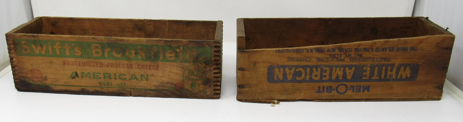 Swifts & Mel O Bit Cheese Boxes: Swifts is approx 4" x 12 1/4" x 3 3/4" tall.