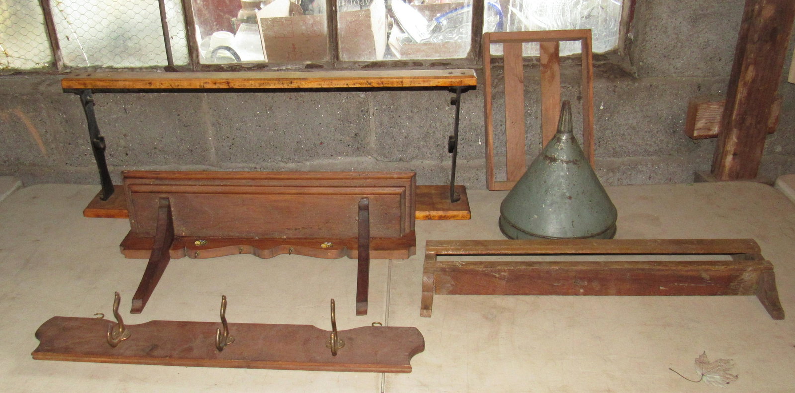 Paper Holder Shelves Hat Rack Funnel Wood Tray: Paper holder is approx 34 1/2" long and missing rod.