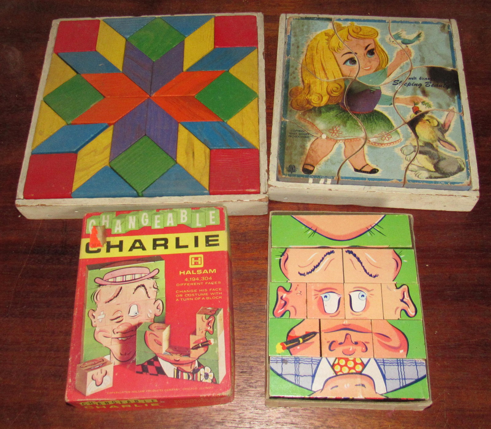 Wooden Puzzles Walt Disney Sleeping Beauty Halsam: Largest is approx 10 1/4" x 10 1/4"