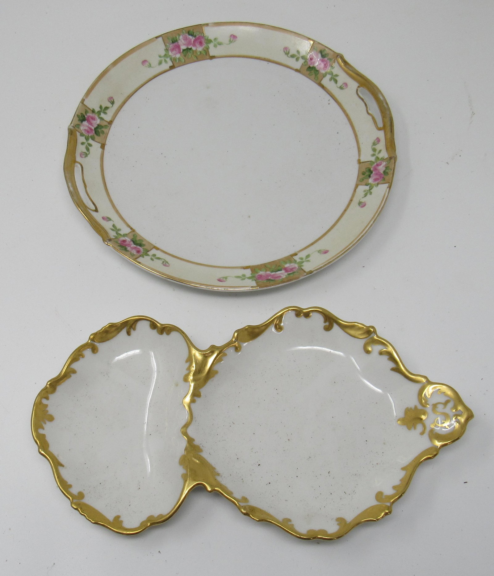 1912 Signed Limoges Tray & Nippon Plate: Plate is approx 9 1/2" in diameter