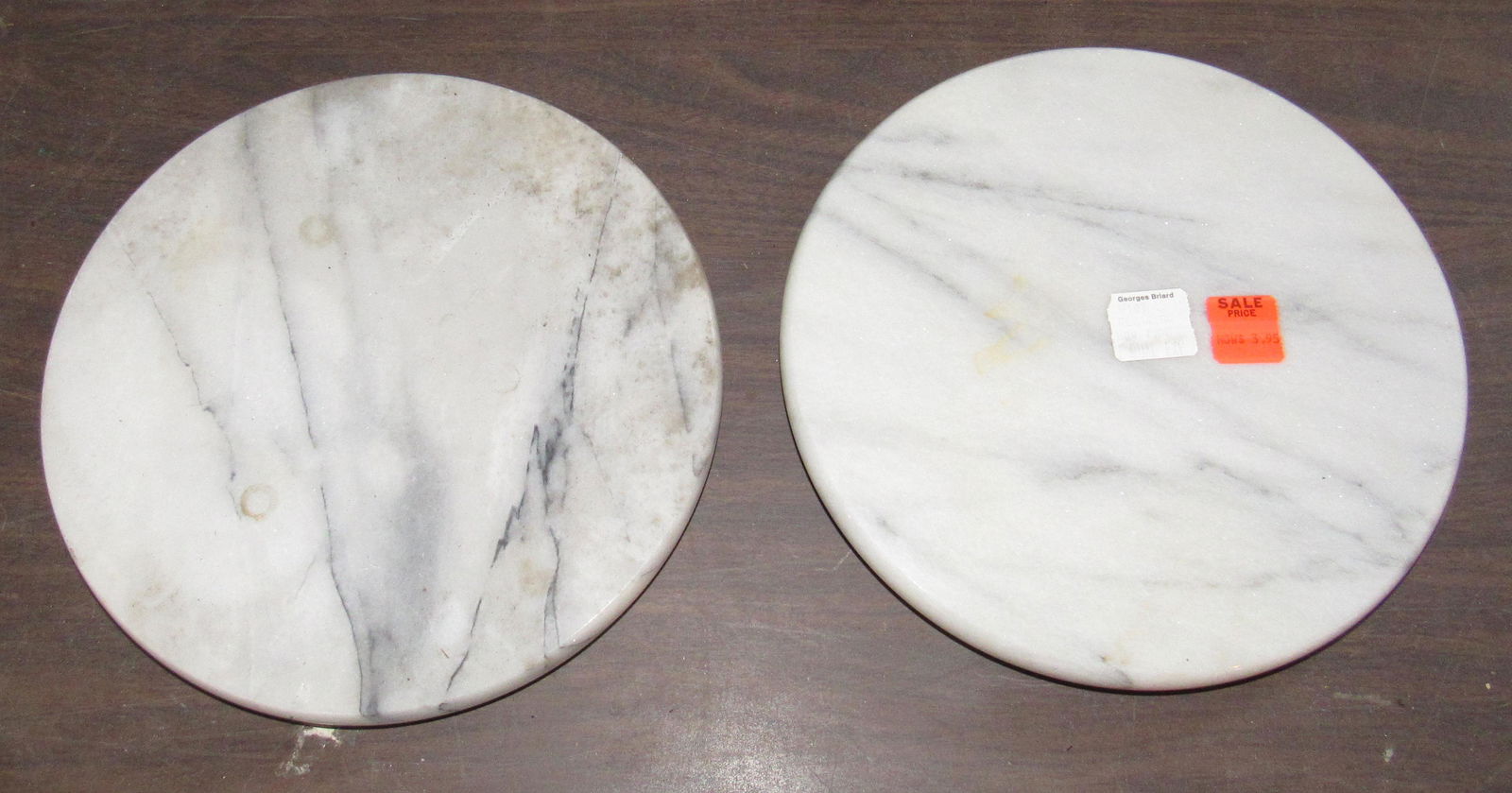 2 George Briard Marble Cutting Boards: Approx 9" in diameter
