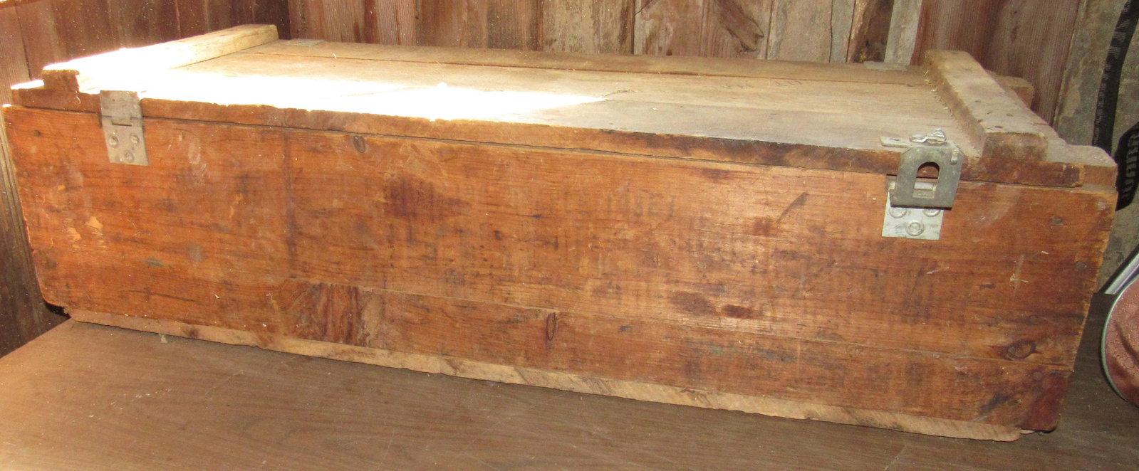 Wooden Box: Approx 15 3/4" x 40 1/2" x 11 1/2" tall