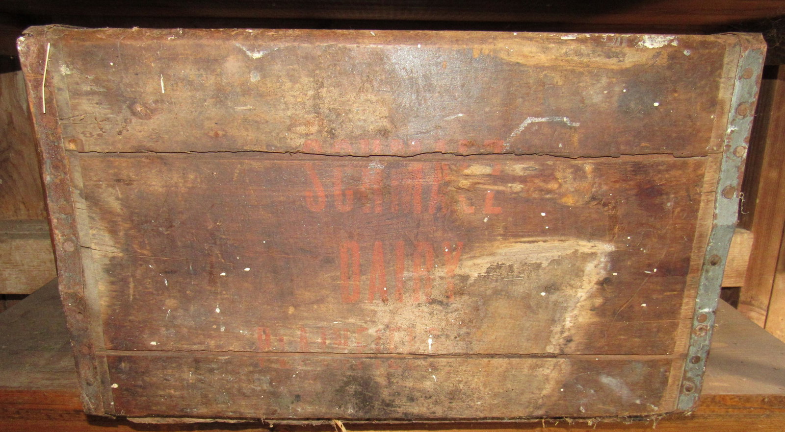 Wooden Dairy Milk Crate: Approx 12 1/2" x 16 1/2" x 10 1/2" tall
