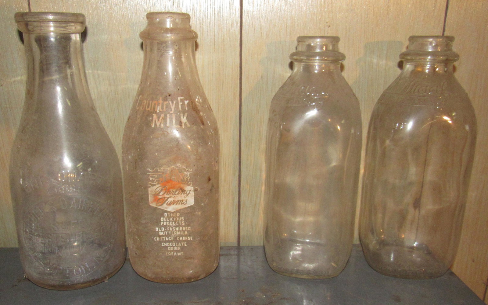 Riddles Dairy Hampton NJ One Quart Milk Bottle: Also includes other misc bottle ( faded )