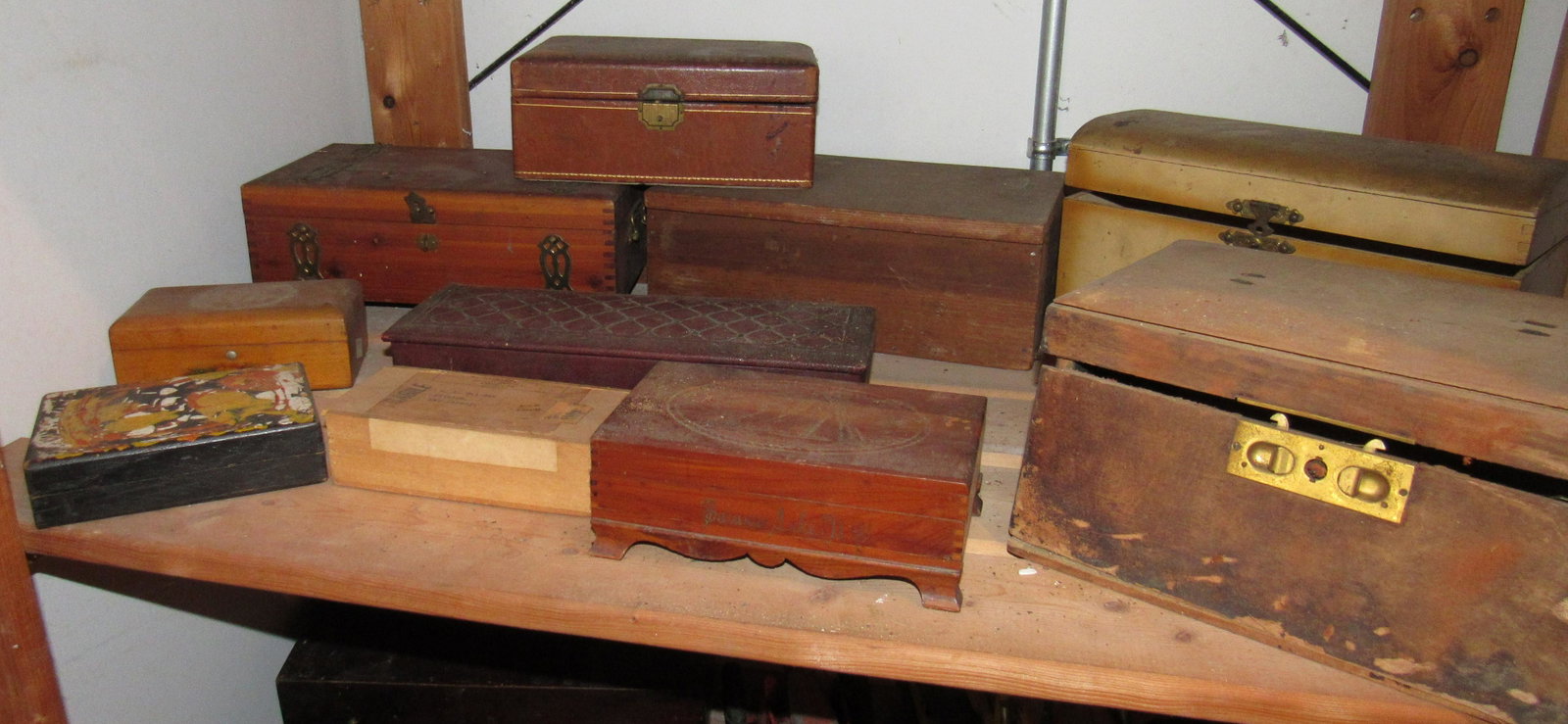 Jewelry Trinket & Document Boxes: Getting all pictured . Largest is approx 6 1/4" x 10 3/4" x 6 1/8" tall.