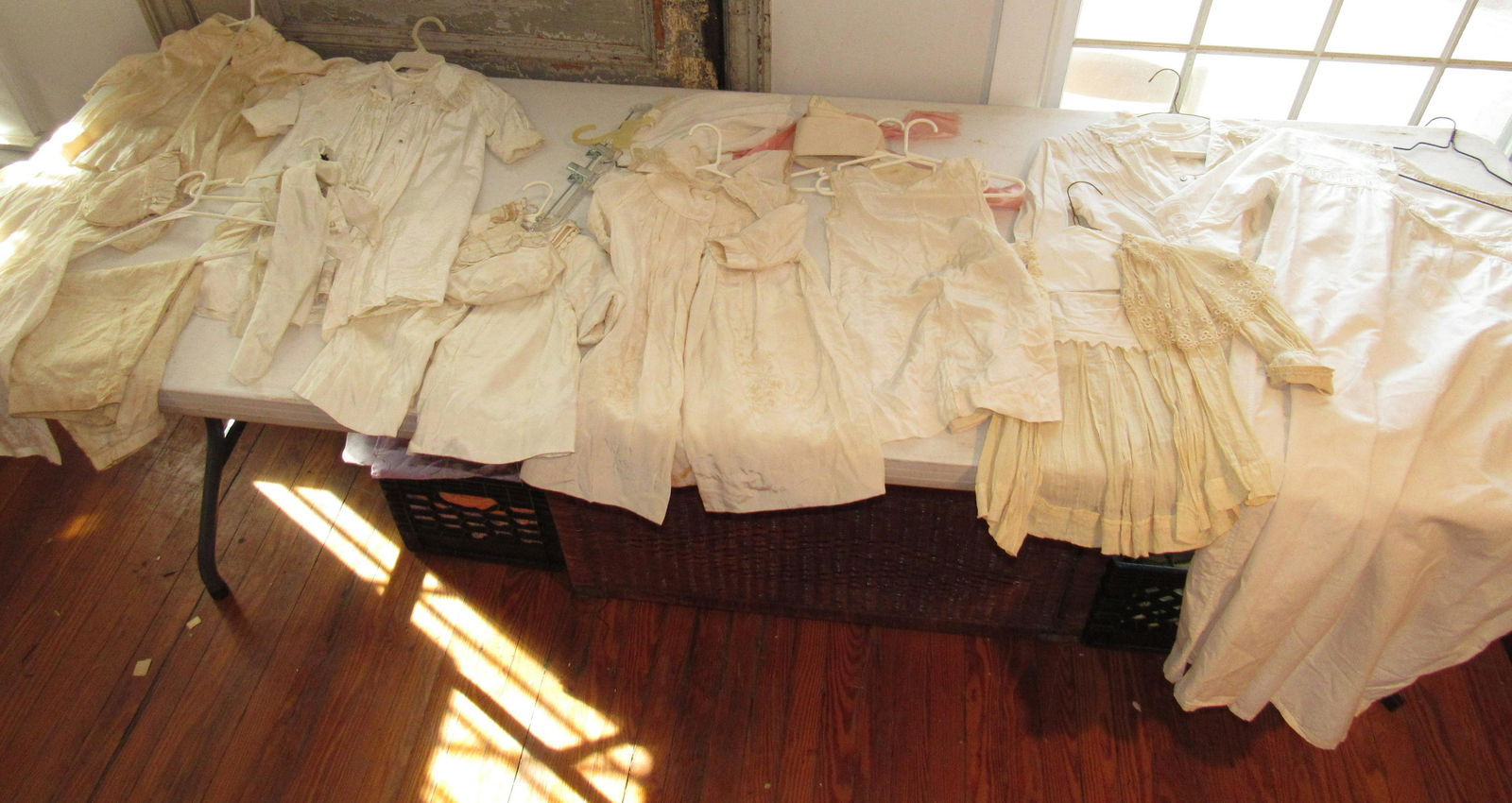 Antique & Vintage Clothing: Getting all pictured on table.