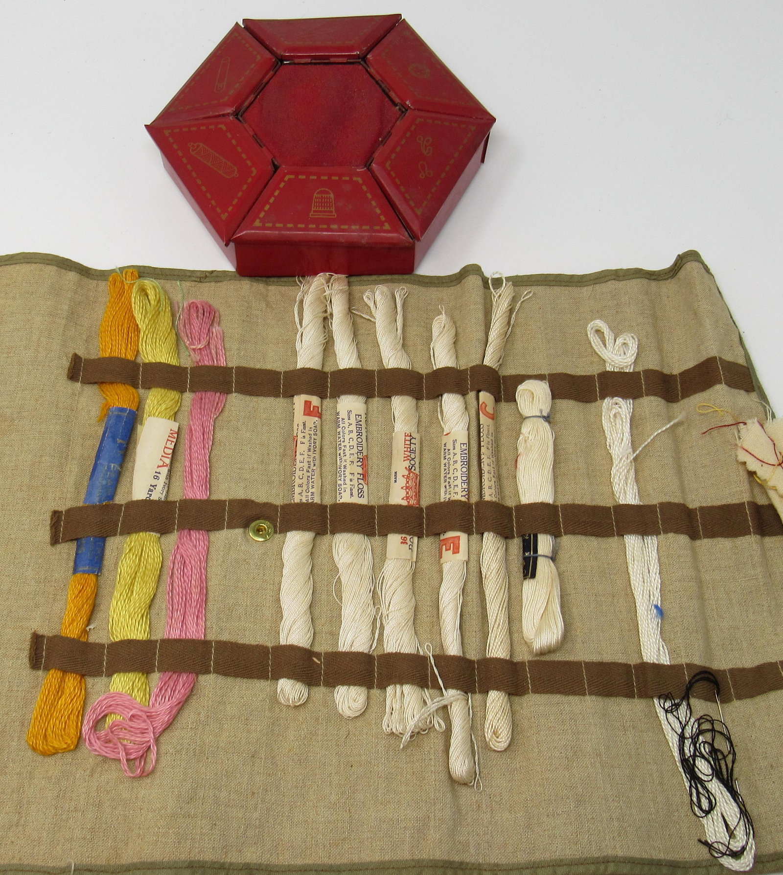 Nun's Handy Thread Case & Sewing Box: Getting both pictured. Sewing box is approx 5 1/2" across and 1 5/8" tall
