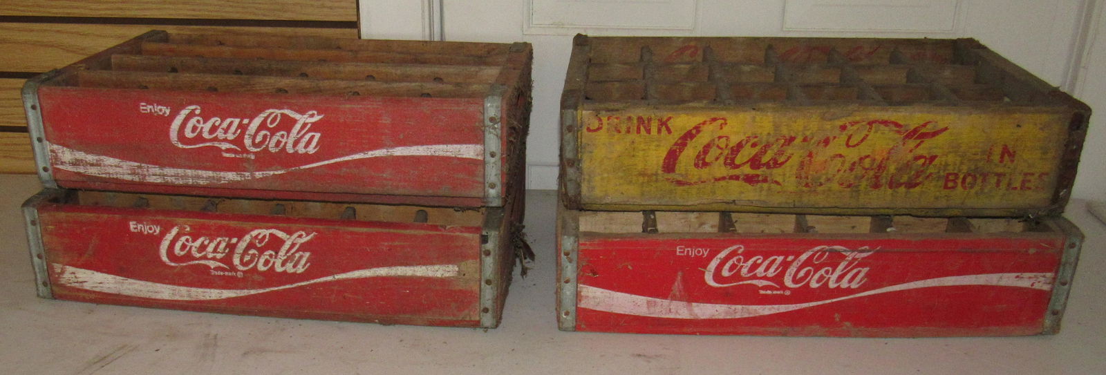 4 Wooden Coke Crates: Apprx 11 3/4" x 18 1/2" x 4 1/4" tall