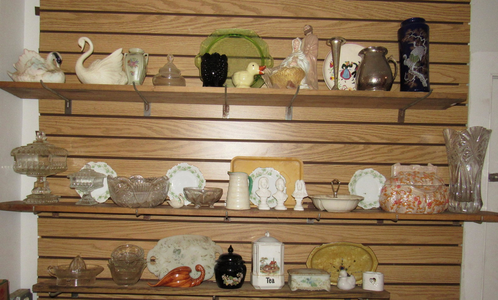 3 Shelves of Glassware Ceramics China & Porcelain: Getting all pictured on the shelves