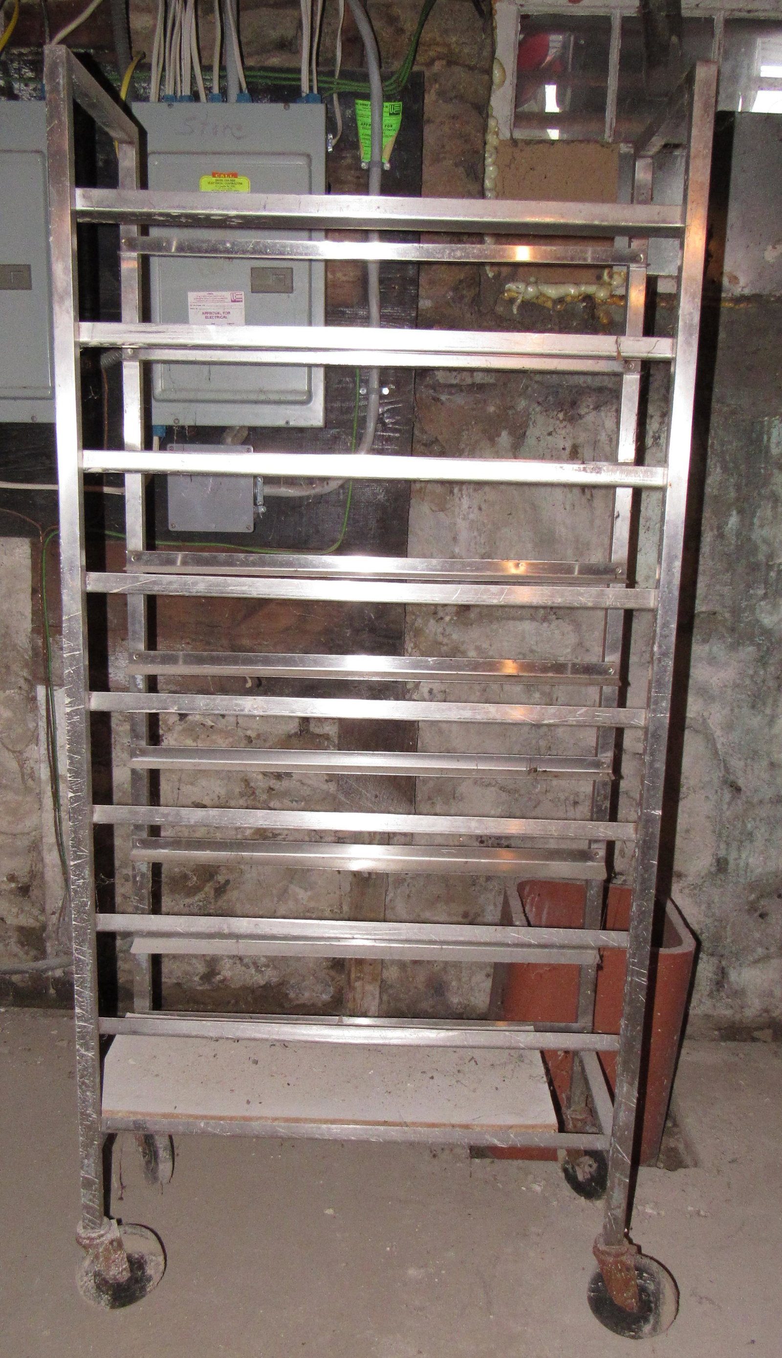 Rolling Bakery Catering Cart: Approx 15" x 30" x 66 1/4" tall