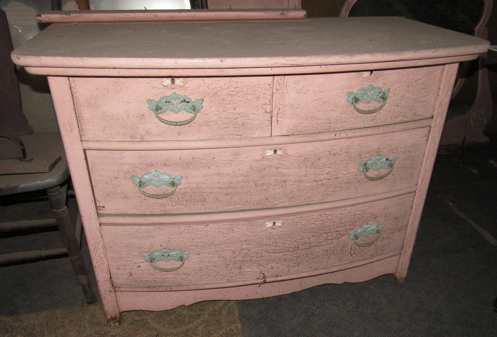 Dresser in Pink Paint Mirrors Bed Headboard: Getting all pictured. Take what you want and leave the rest