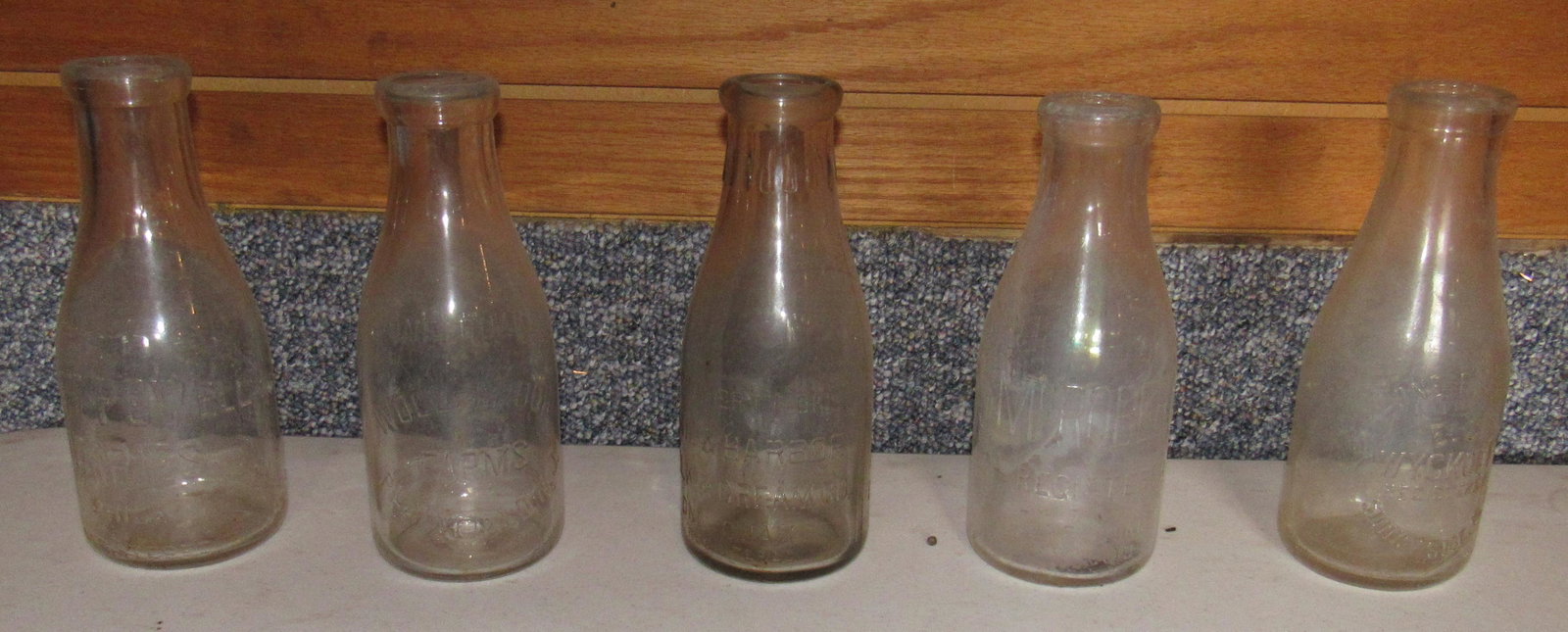 Powell Wood Brook Rail & Harbor McRoberts Wyckoff Milk: Milk bottles are Wood Brook Plainfield NJ, Rail & Harbor Elizabeth NJ, McRoberts Jersey City, Wyckoff Sunny Side NJ, Scott Powell Philadelphia Pa