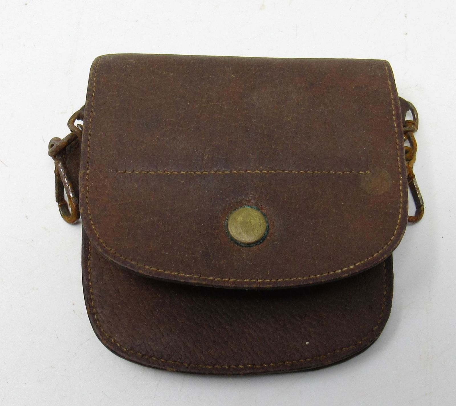 Vintage Hermes Paris Leather Keychain / Key Case: Apprx 3 1/2" x 3 1/2"