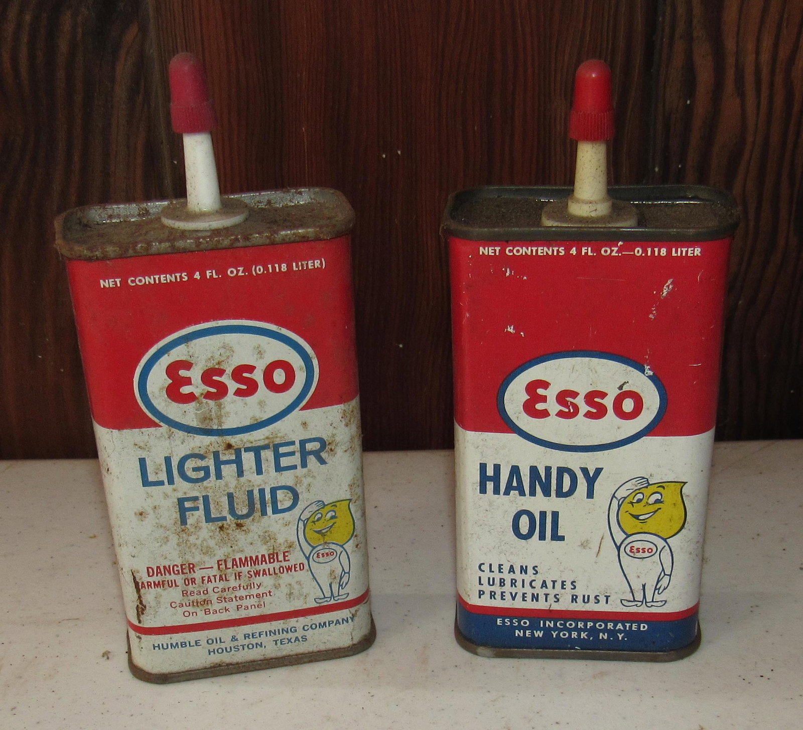 Esso Handy Oil & Lighter Fluid Cans: Approx 5" tall
