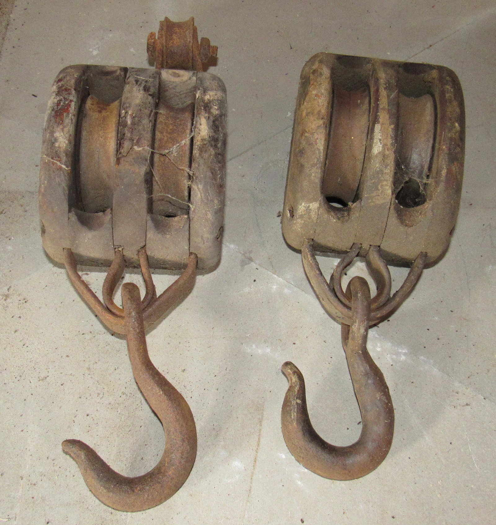 2 Double Wooden Pulleys: Approx 4 3/4" wide and 14 3/4" long