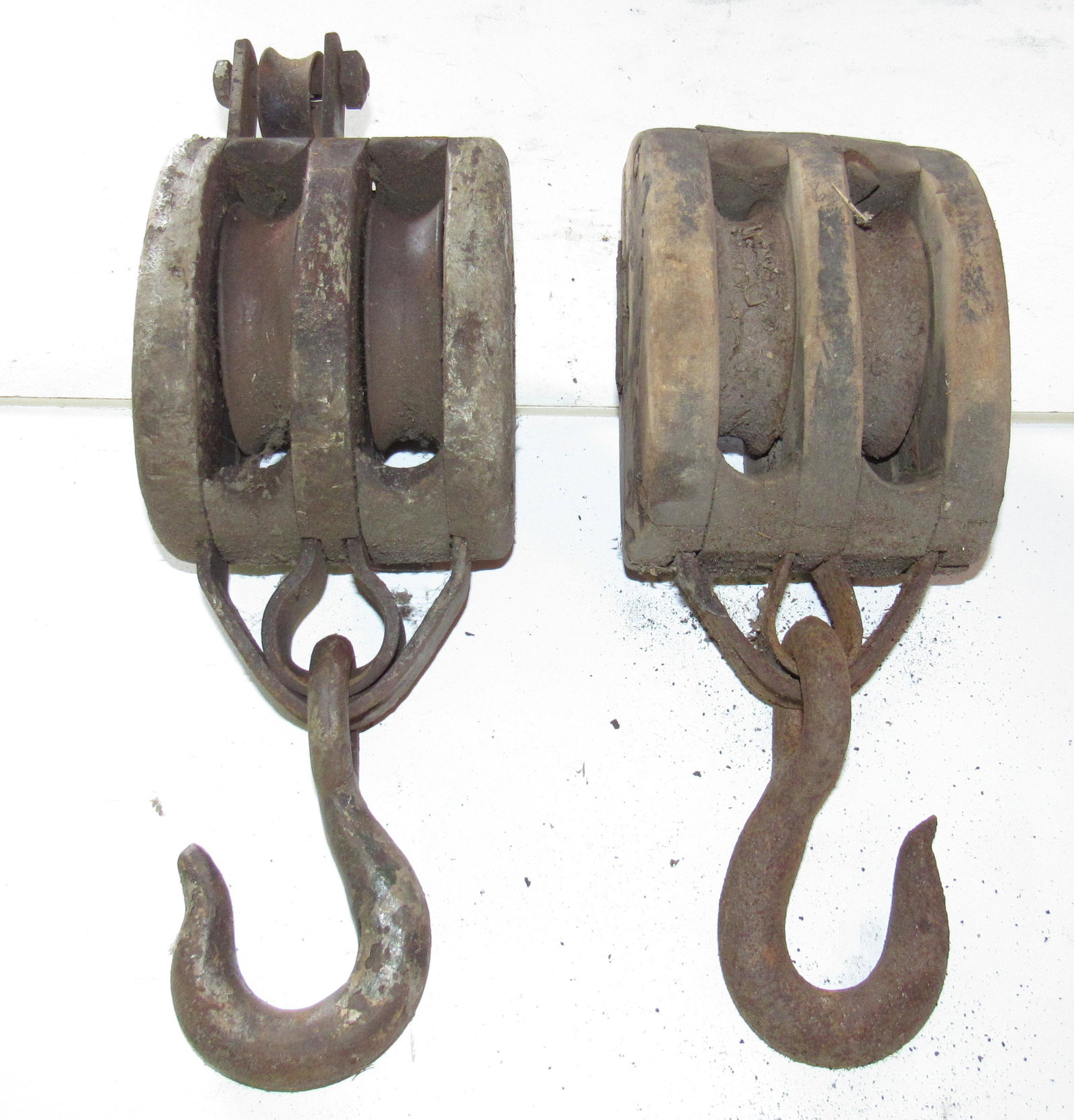 2 Wooden Double Pulleys: Approx 4 1/2" wide and 14" long