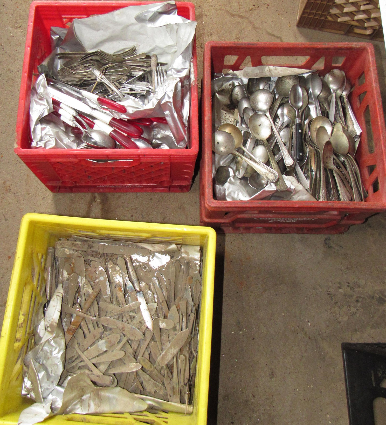 Crates Full of Flatware: Put all in two crates and they are over flowing