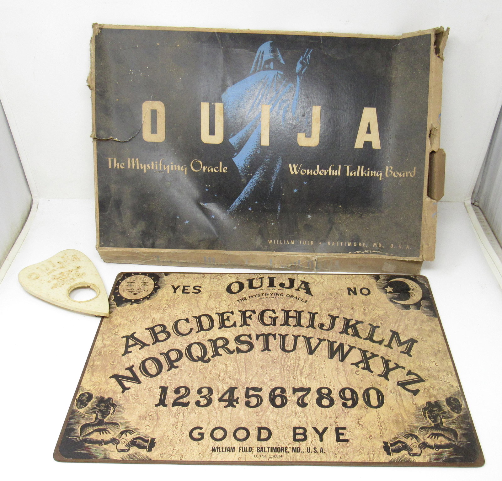 Vintage William Fuld Ouija Board: Board is apprx 11 3/4" x 17 5/8"