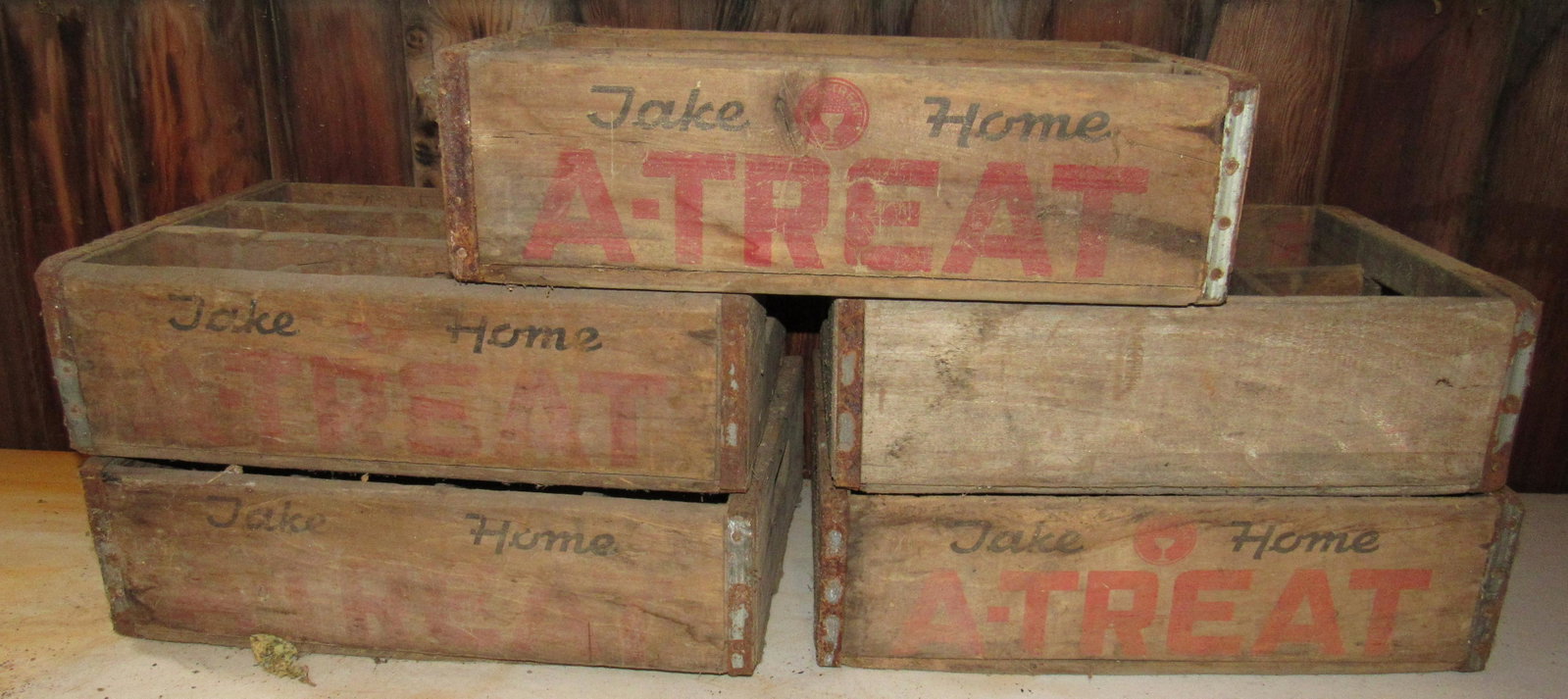 Wooden Atreat Crates: Approx 13" x 18" x 5" tall