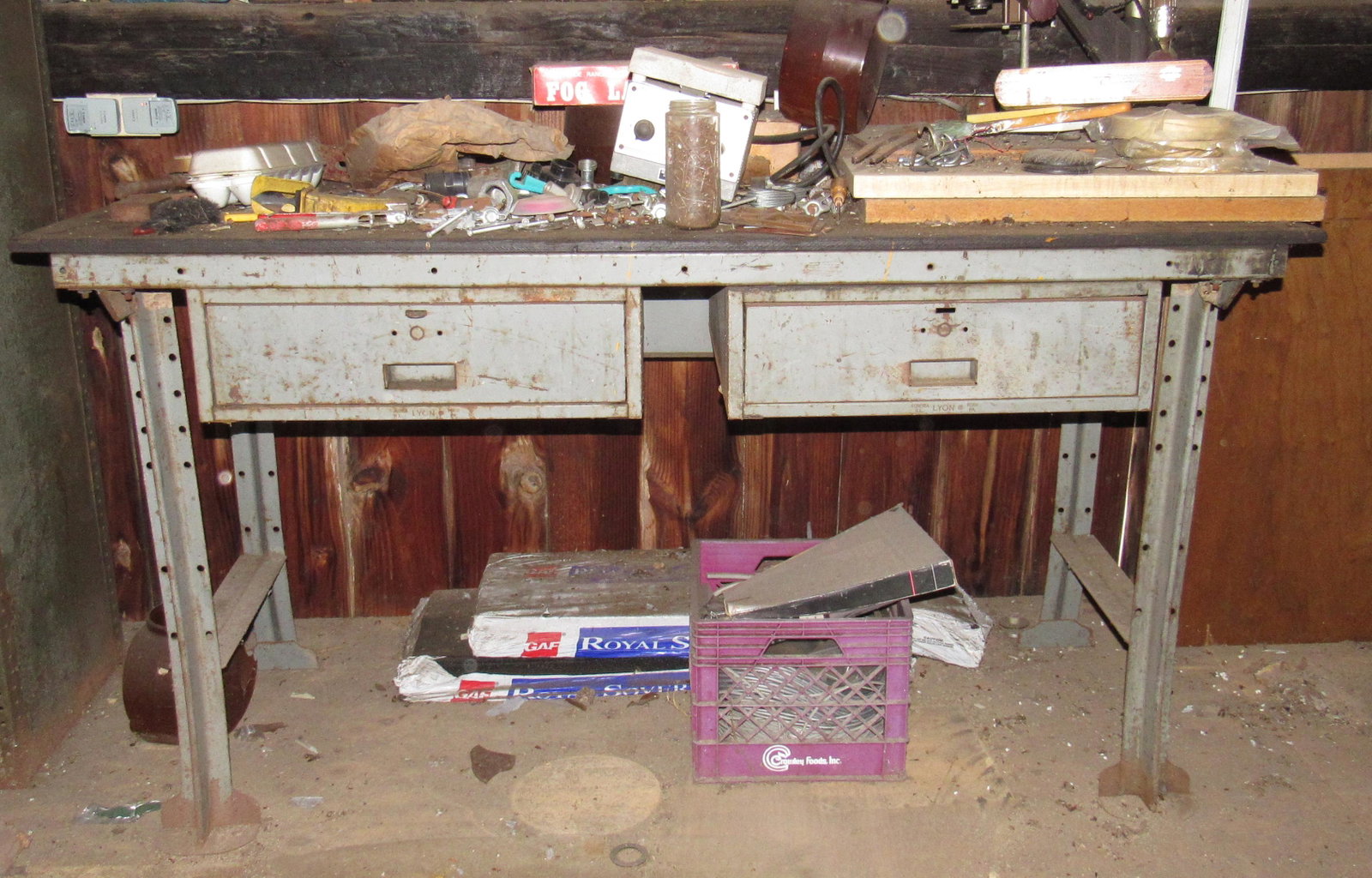 Vintage Industrial Workbench Federal Enlarger &: Work bench is approx 28 1/4" x 64" x 34 3/4" tall. Take what you want and leave the rest