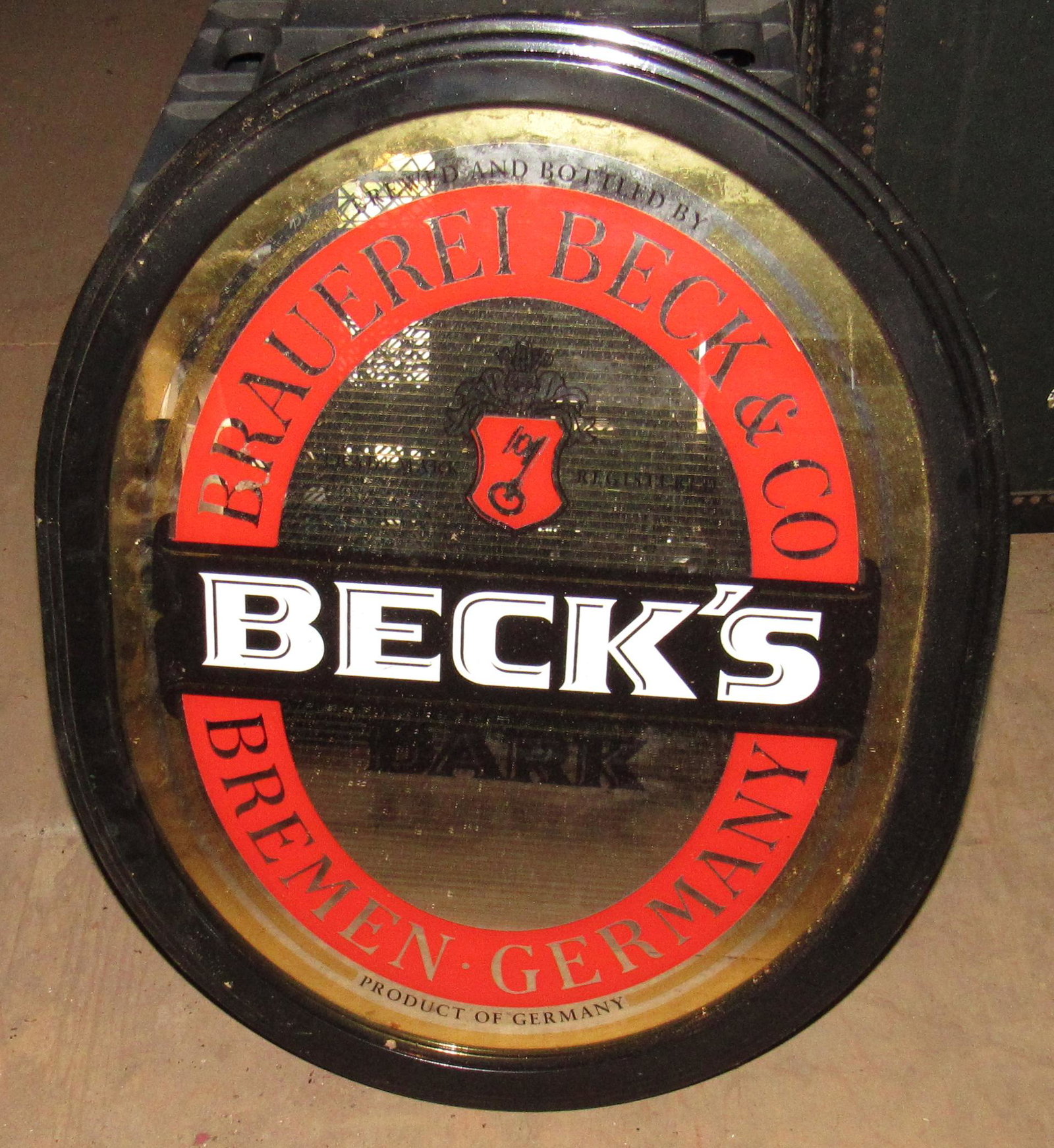 Becks Beer Mirrored Sign: Approx 19" x 23"
