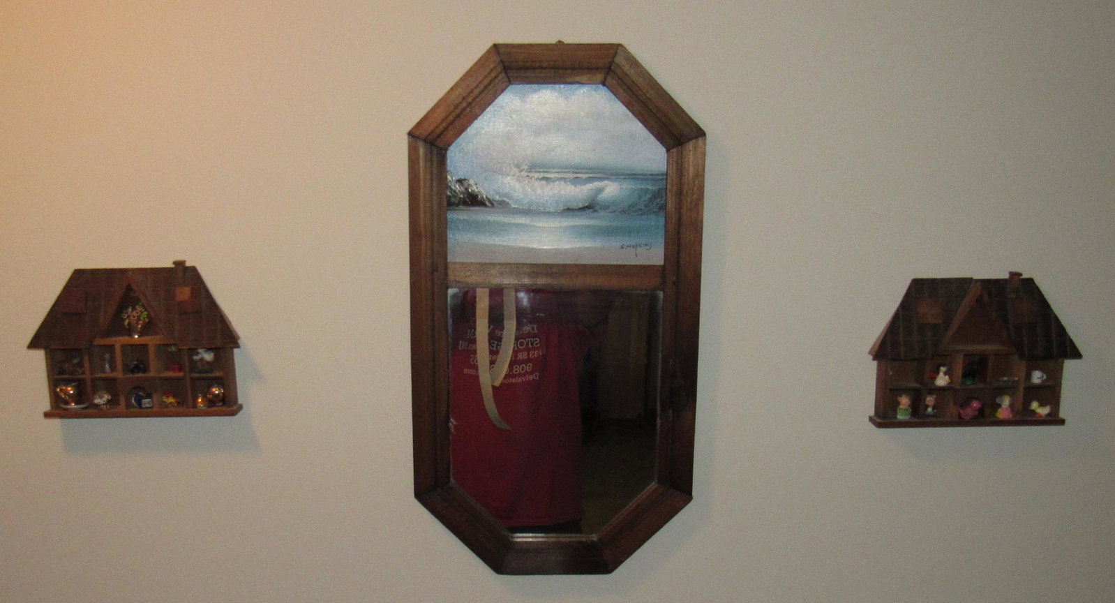 Knick Knacks and Misc: The house shelves are approx 8 1/4" x 6 1/2" tall, filled with miniature knick knacks