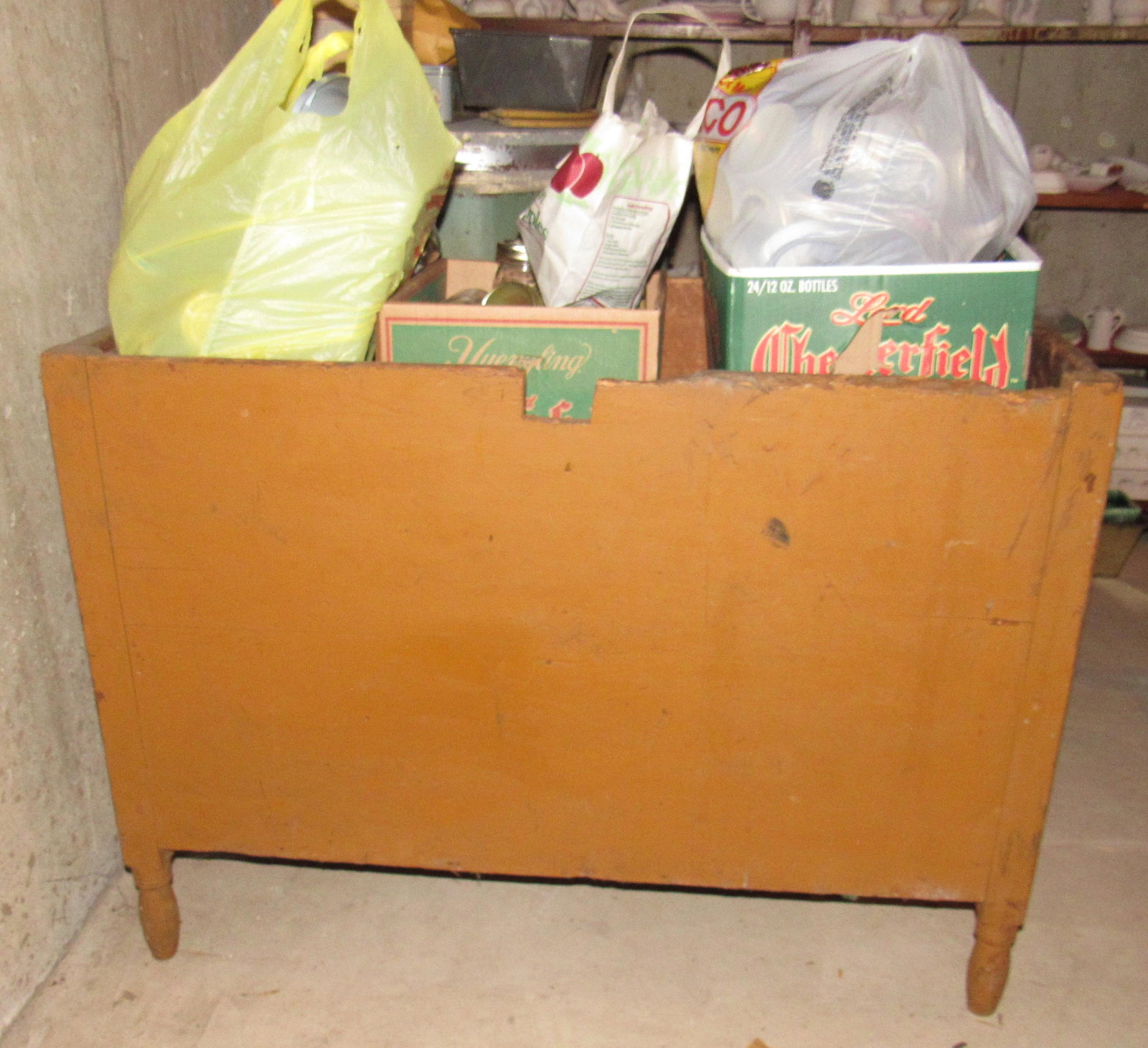 Blanket Chest Filled with Fruit Jars: blanket chest is apprx 21" x 37" x 26 1/2" tall.