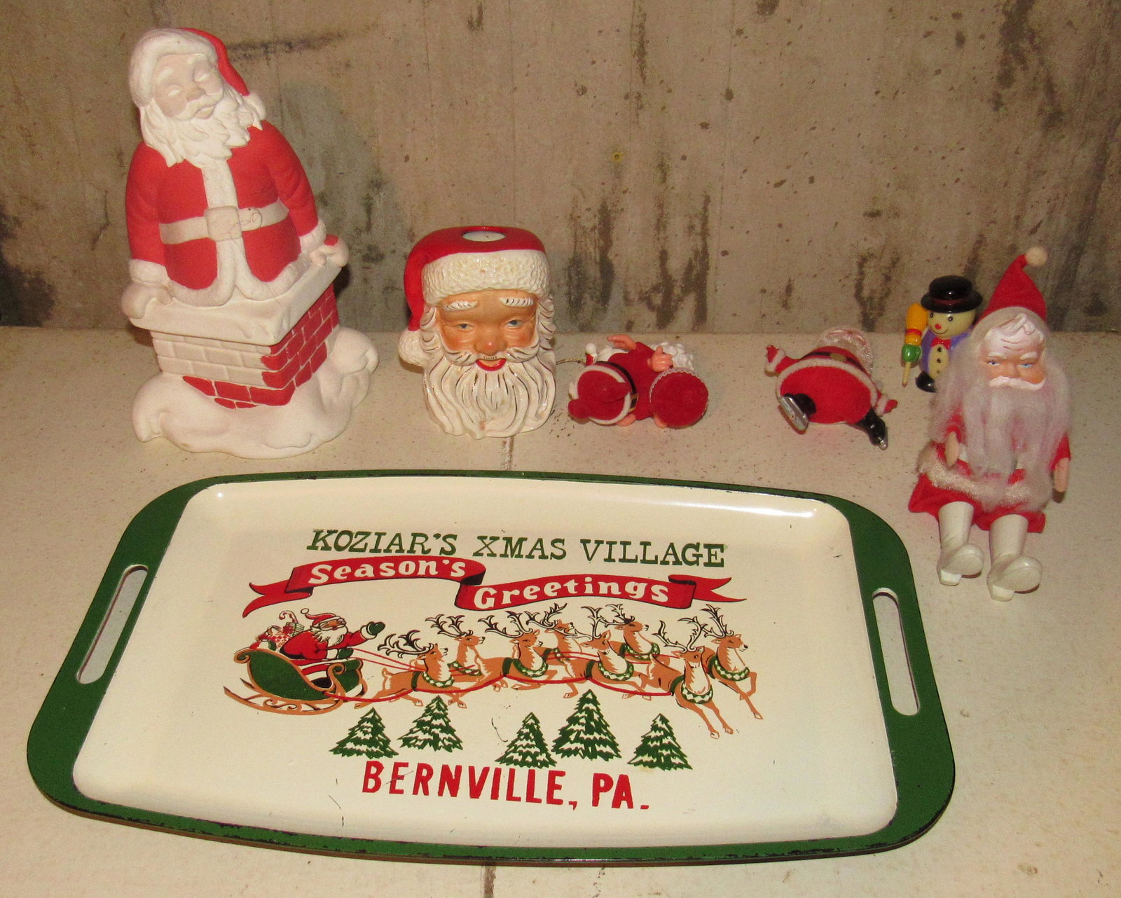 Vintage Christmas Decorations Incl Holland Mold Santa: Holland Santa is approx 9" tall