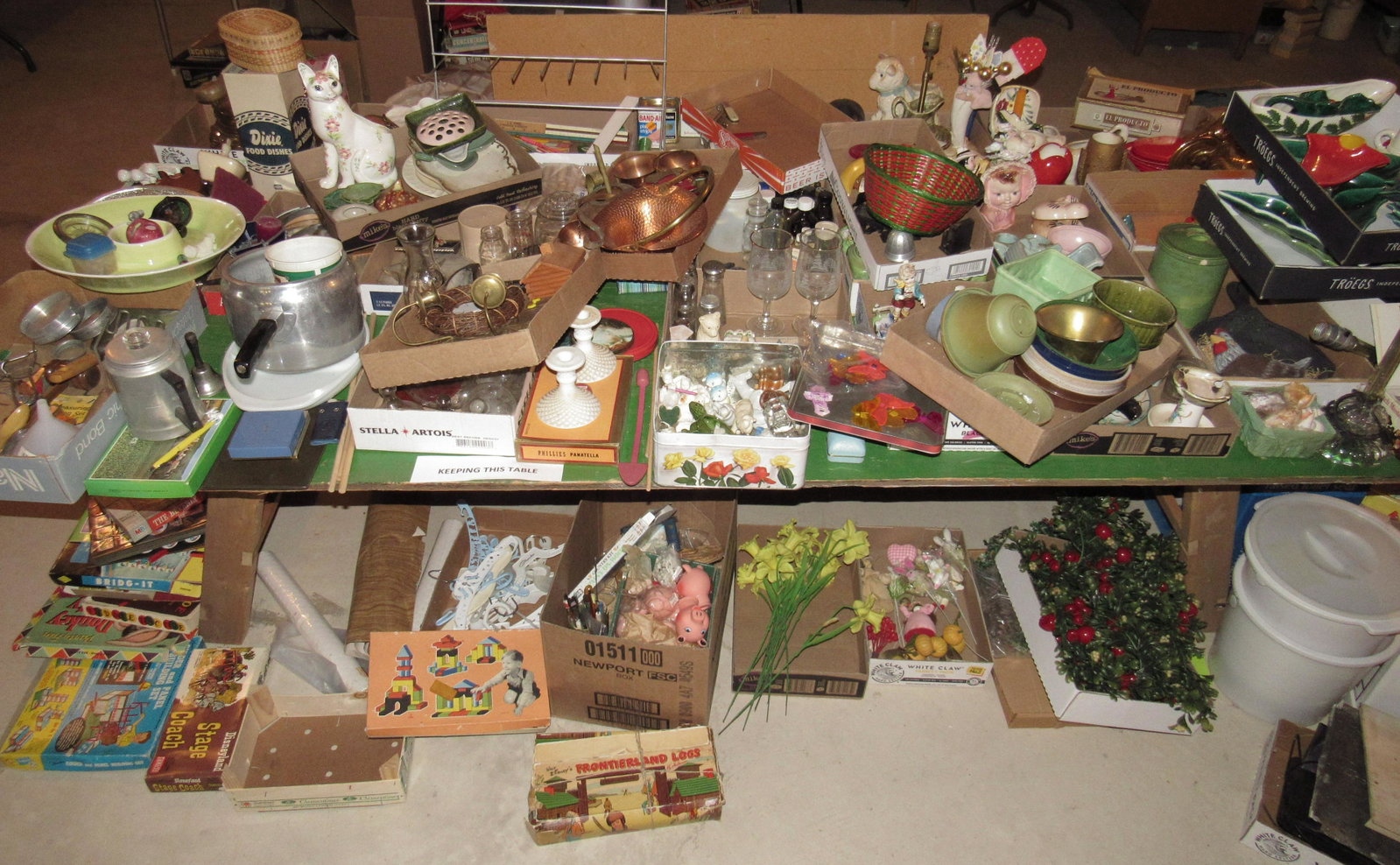 Large Contents of Table: Lot includes everything on and under table. Table is not included. Take what you want and leave the rest