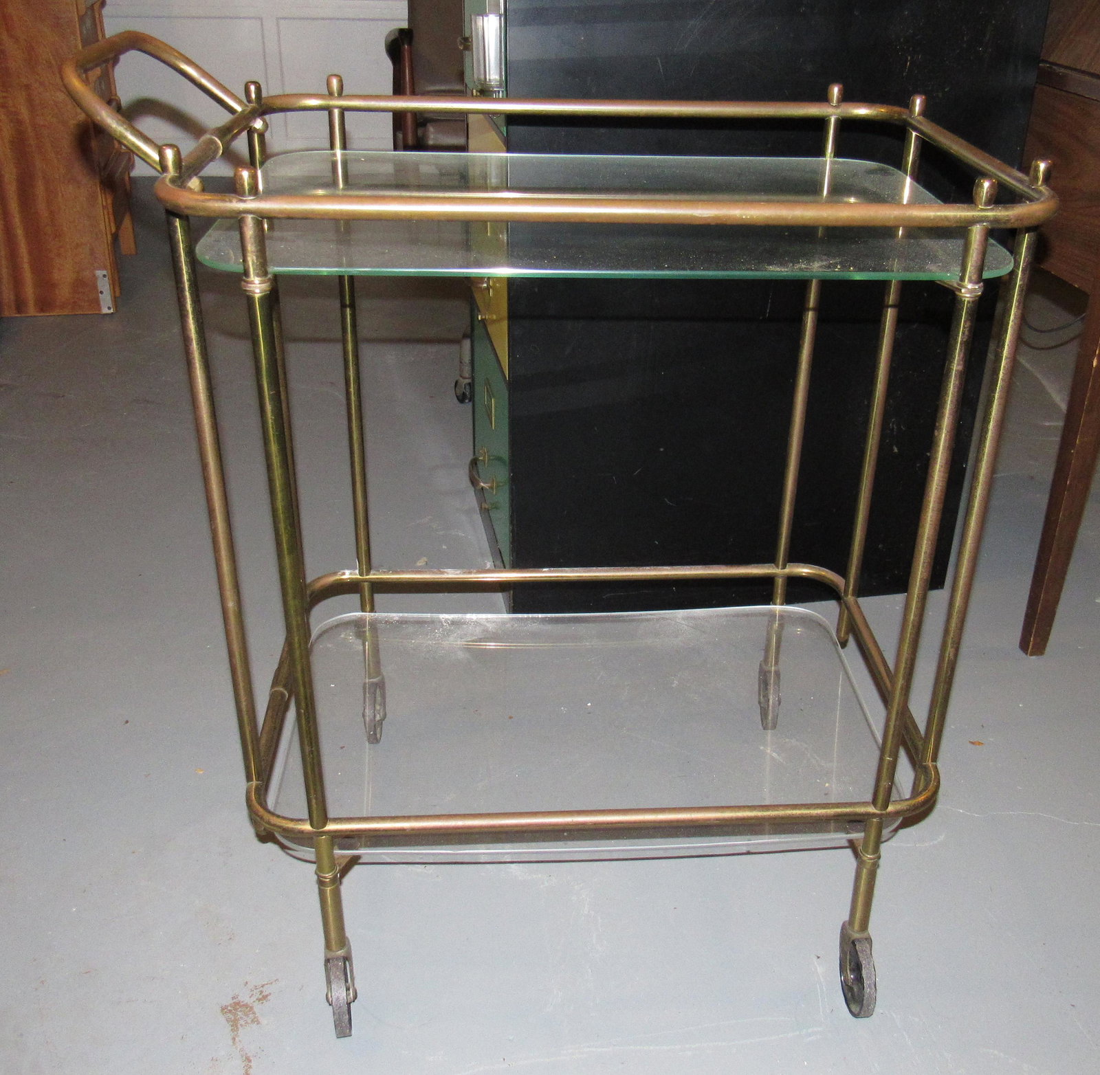 Brass Plant Cart: Apprx 18" x 28 1/2" x 33" tall