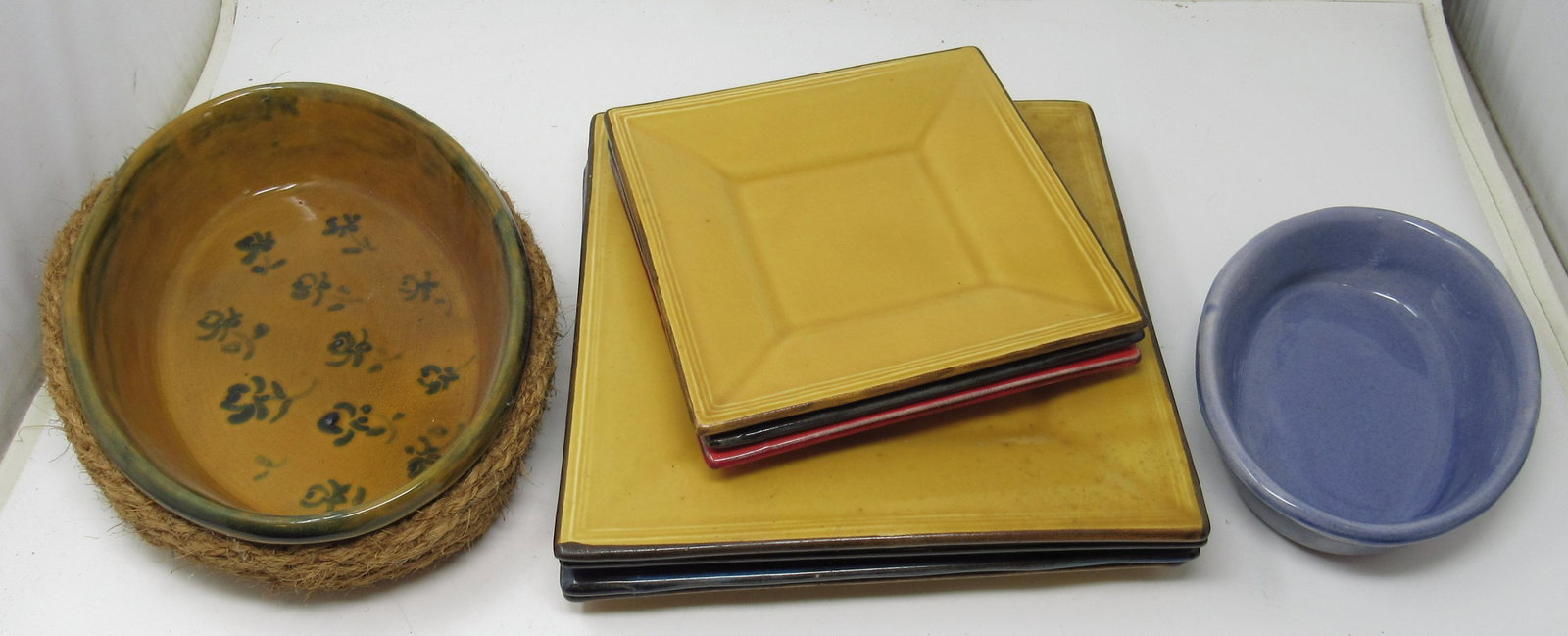 Vallauris Casseroles & French Plates: Largest plate is approx 10" square