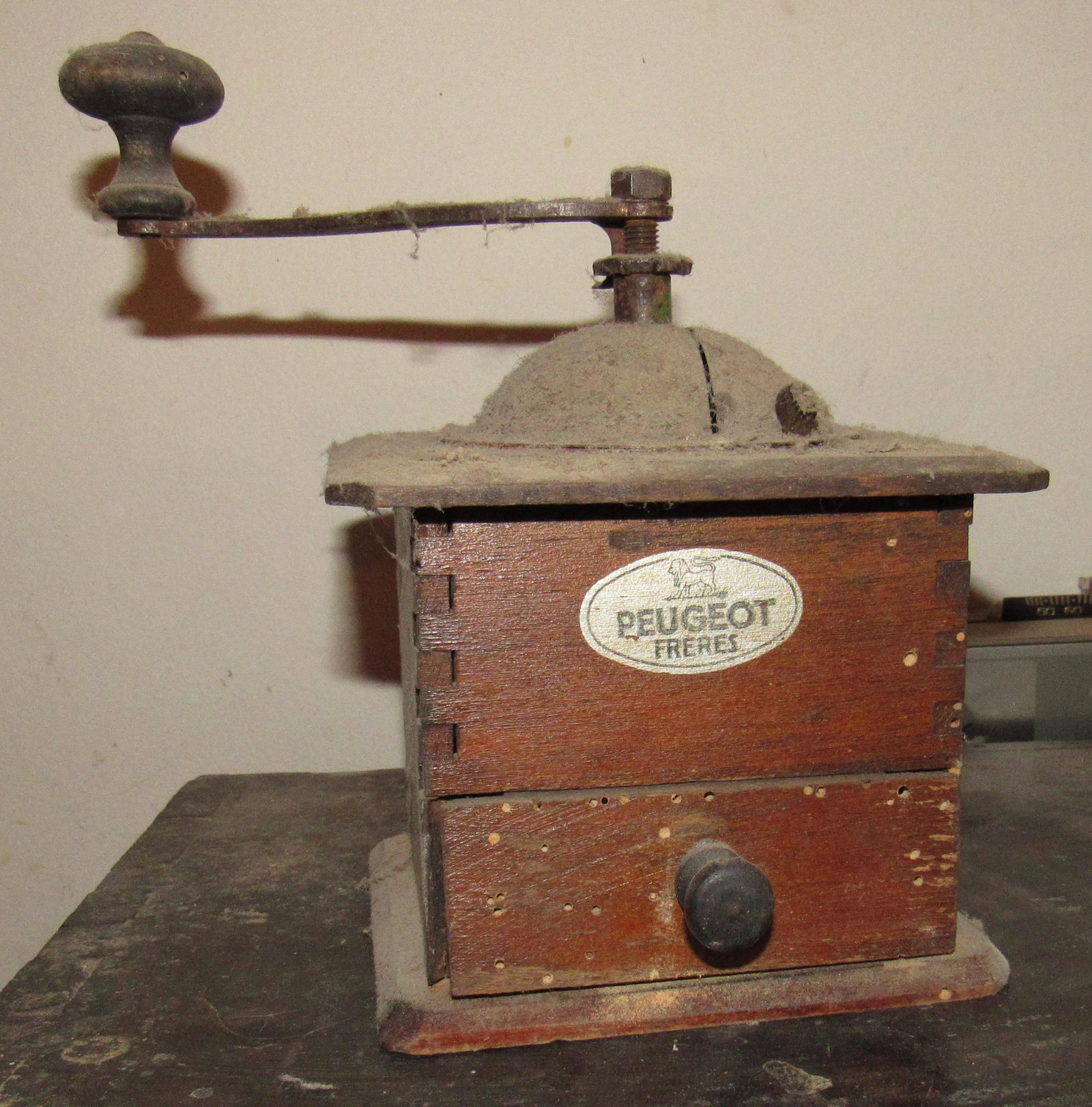 Peugeot Freres Coffee Grinder: Approx 5" x 5 1/4" x 8 1/2" tall