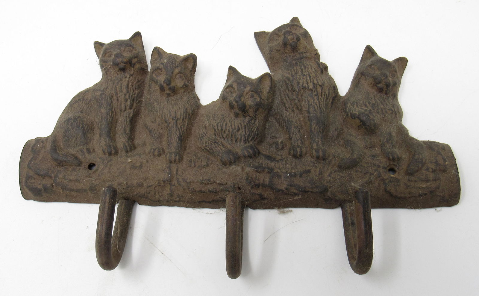 Cast Iron Cat Coat / Hat Hanger: Approx 11 1/4" x 8"