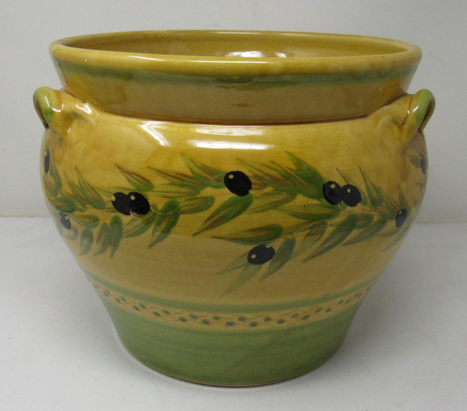 Redware Pottery Jardinere: Approx 11" in diameter and 9 1/2" tall