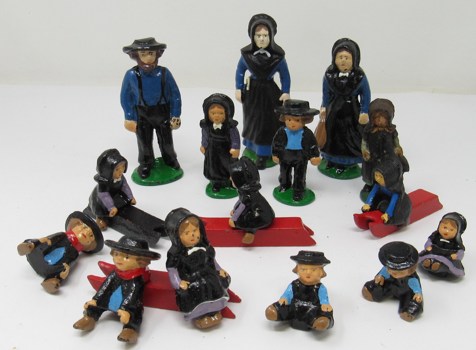 Cast Iron Amish Figures: Tallest is approx 4 3/4" tall