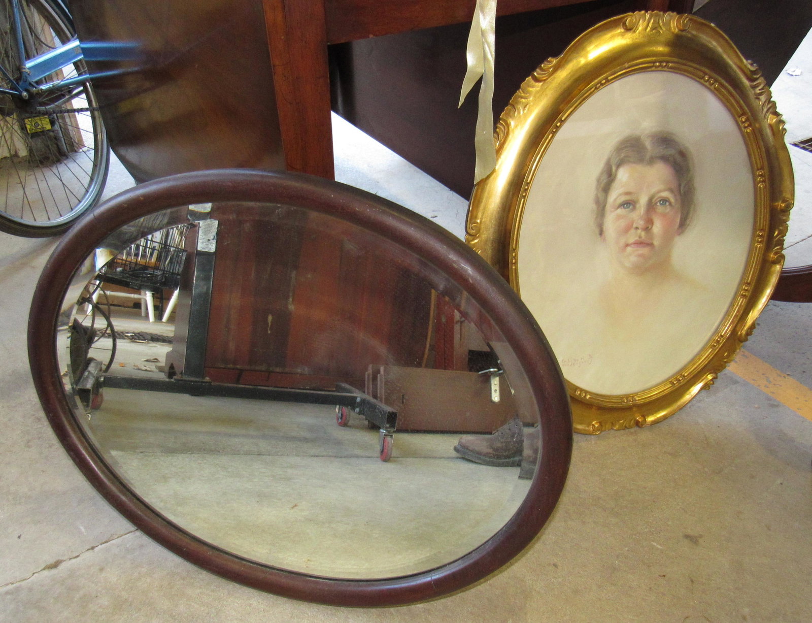 Mirrors and Print: Large mirror ( first pic ) is approx 22 1/2" x 28" . Small mirror on table is approx 12"x 16"