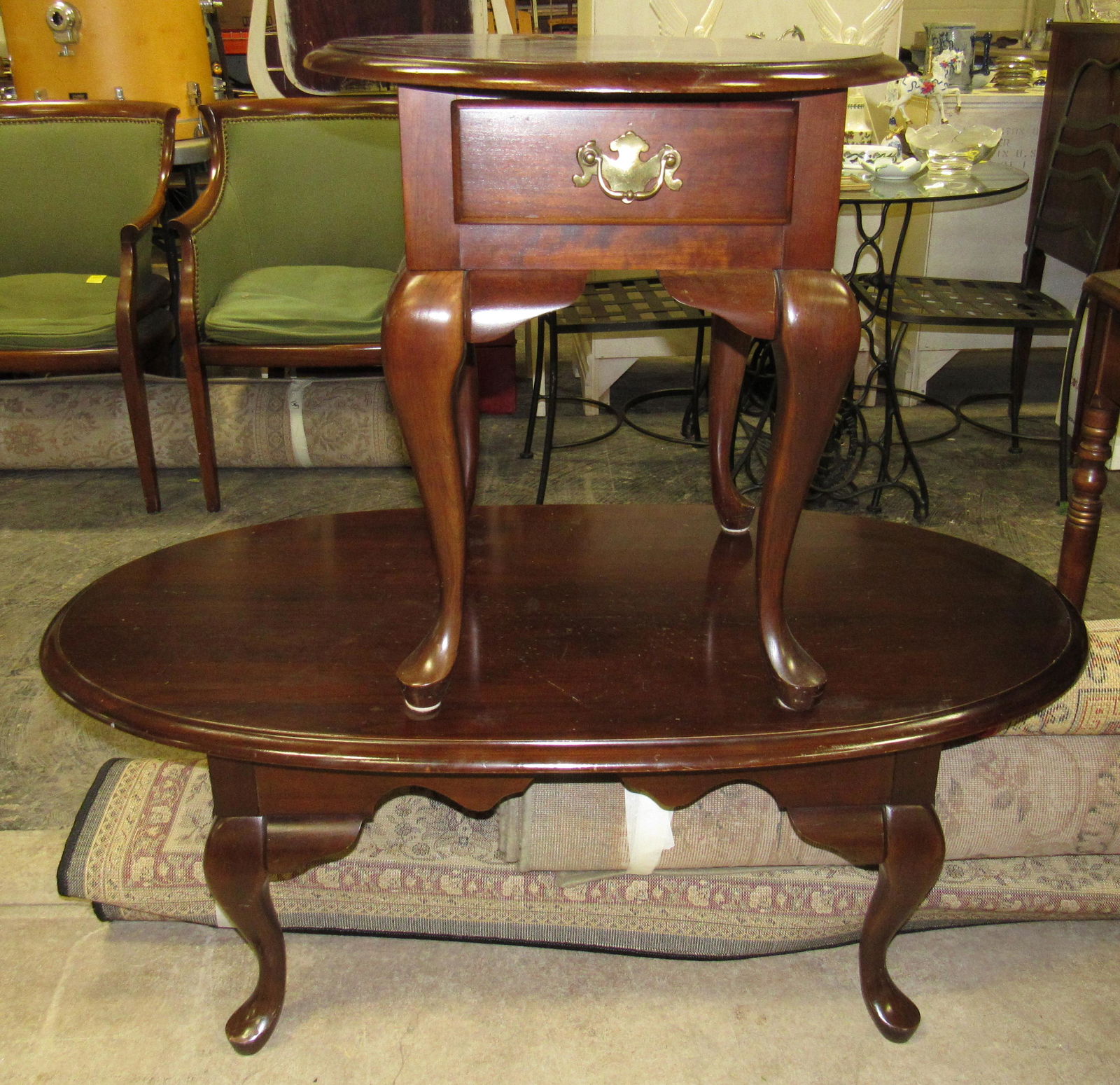 Chippendale Style Coffee and End Tables: Coffee table is apprx 24" x 45 1/2" x 17 1/2" tall