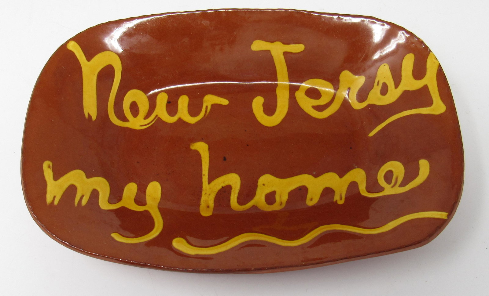 1985 Breininger Redware Tray: Approx 6 1/2" x 9 1/2"