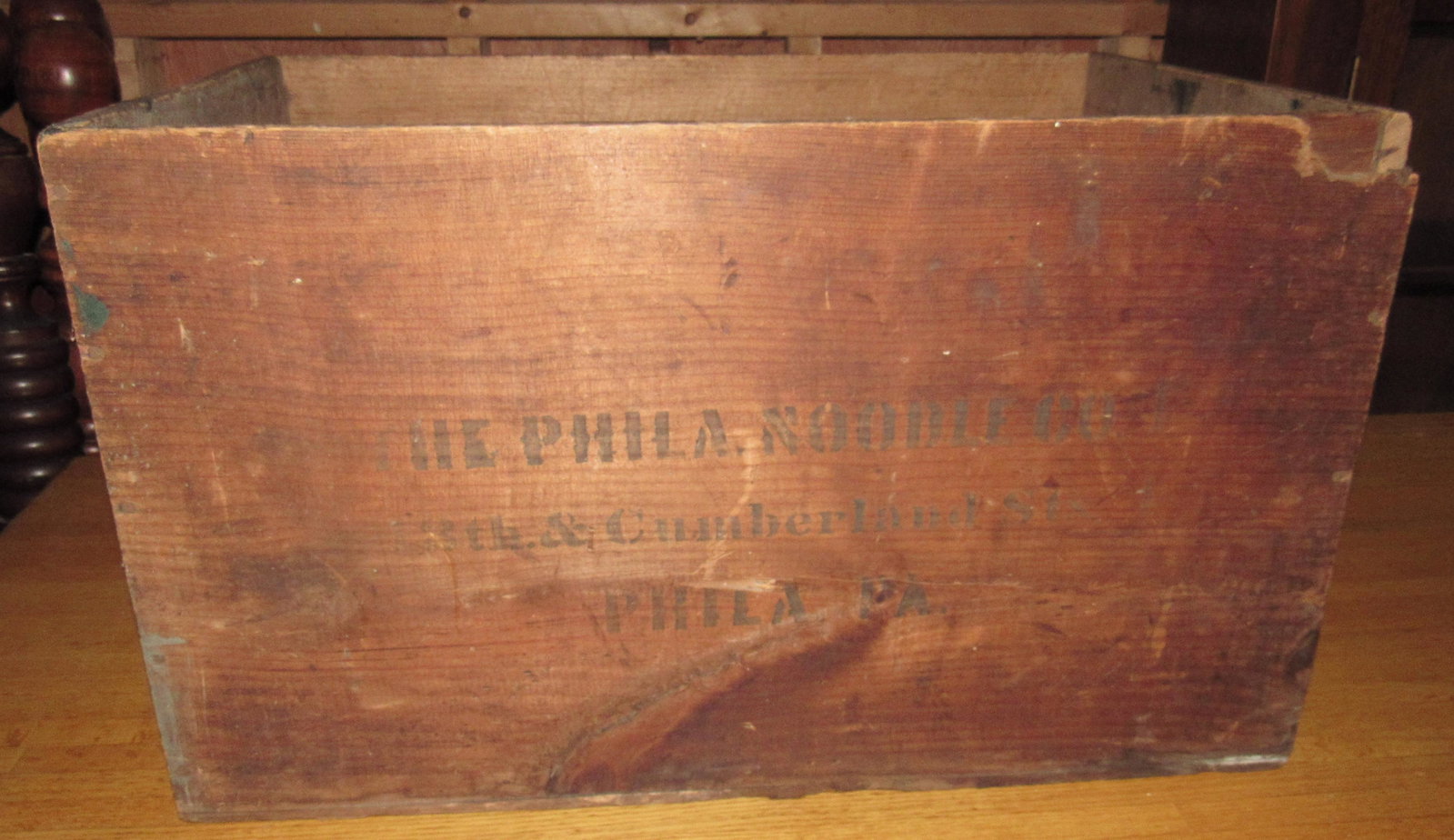 Philadelphia Noodle Co Wooden Crate: Approx 17" x 25 1/4" x 15" tall