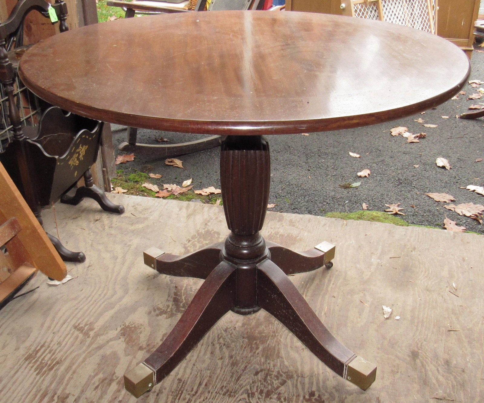 Tilt Top Table: Approx 36" in diameter and 29" tall