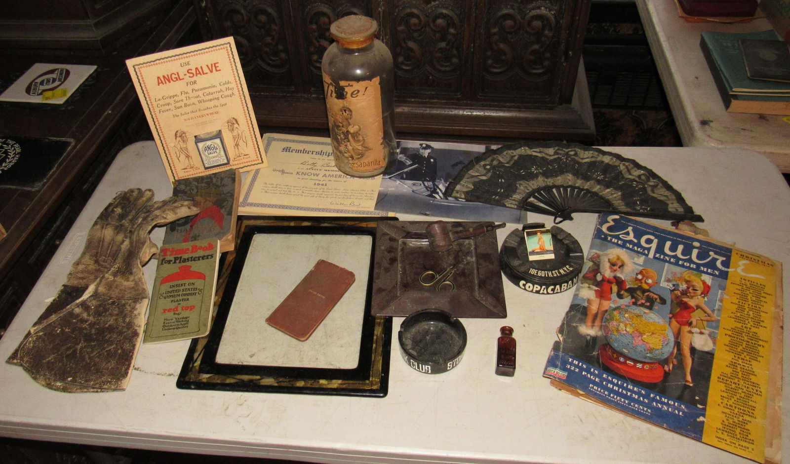 Pin up Girl Matches Ashtrays Boy Scouts Book: Getting all pictured on table