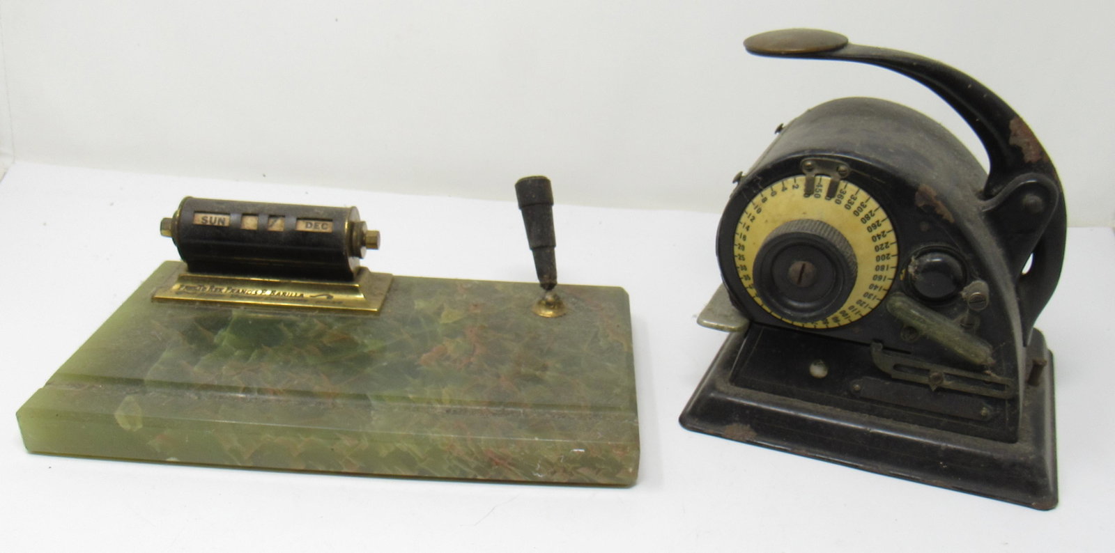 Marble Desk Set and Protectograph: Getting both pictured