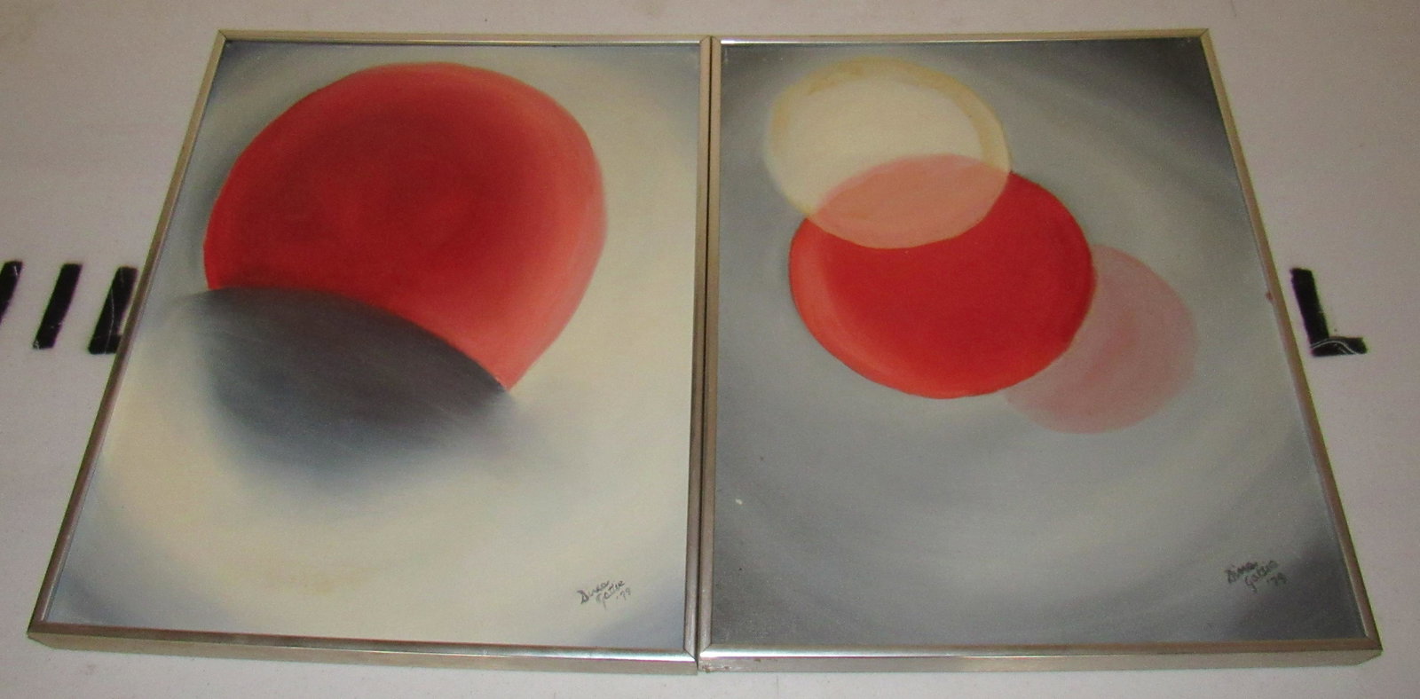 2 1979 Signed Dina Gattie Oil on Canvas Paintings: Approx 16 1/4" x 20 1/4"