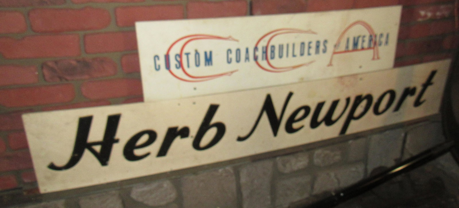 Herb Newport Custom Coachbuilders of America Sign: Sign is approx 20 1/2" x 66"