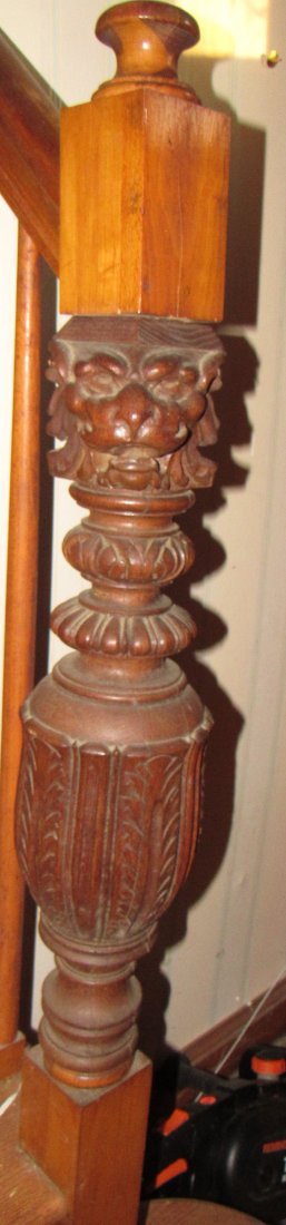 Carved Lion Railings: 2 in this lot. Apprx 5 1/2" in diameter and 23" tall