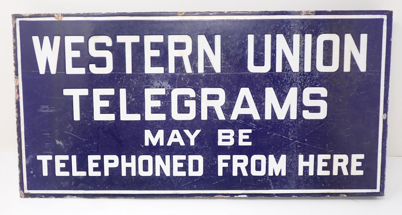 Western Union Telegrams Flange Porcelain Sign (1 of 7)